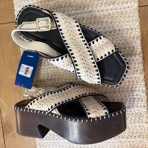 NWT Farm Rio Off White Sand Clog Platform Woven Sandals Boho Women US 11 EU 43